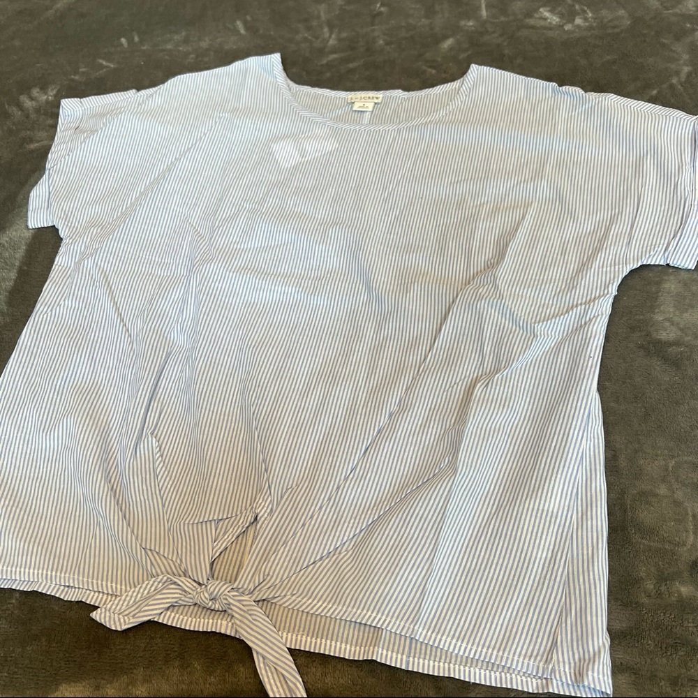 J crew striped tie blouse